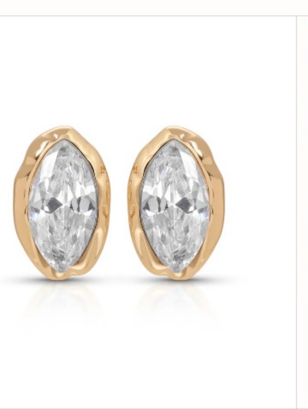 ettika Gold Marquise Clear Crystal Stud Earrings